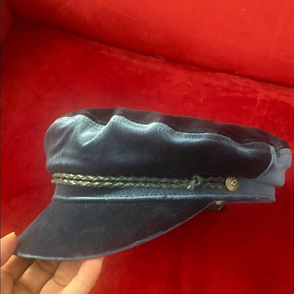 FIDDLER FISHERMAN CAP Brixton Navy Blue Velvet Men's Cap Used